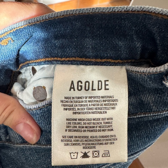 AGOLDE Nico High Rise Straight Jeans Raw Hem Size 24 Premium Denim Chic Coquette - Picture 6 of 7
